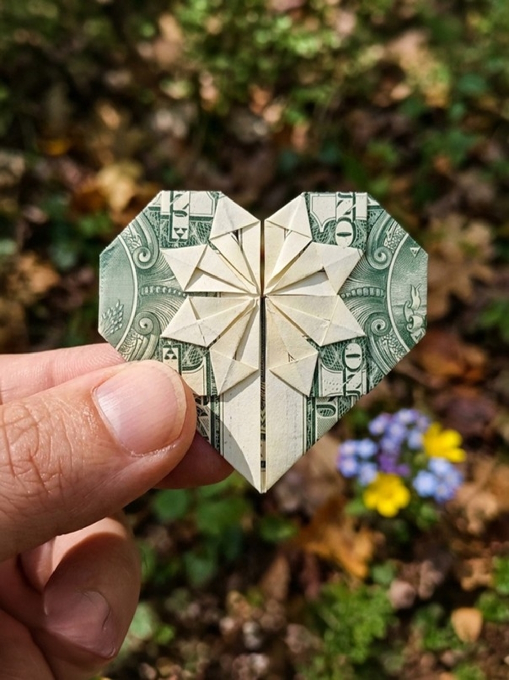 Dollar Money Origami Heart Handmade Christmas Gift Idea Unique Real Cash